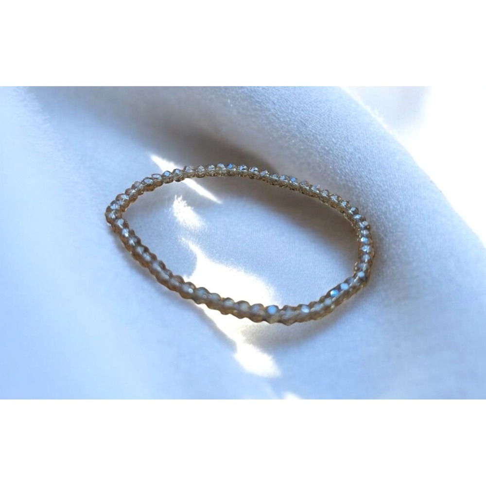 New Sparkly Faceted Cold Champagne Clear Glass Beads Beaded Bracelet Stackable